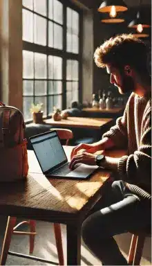 Man working on a laptop